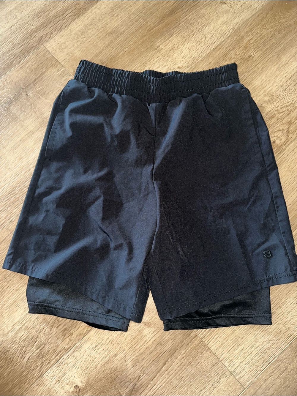 Men's Black Athletic Layered Shorts